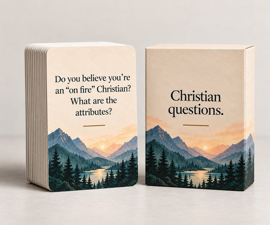 Christian question cards deck and box